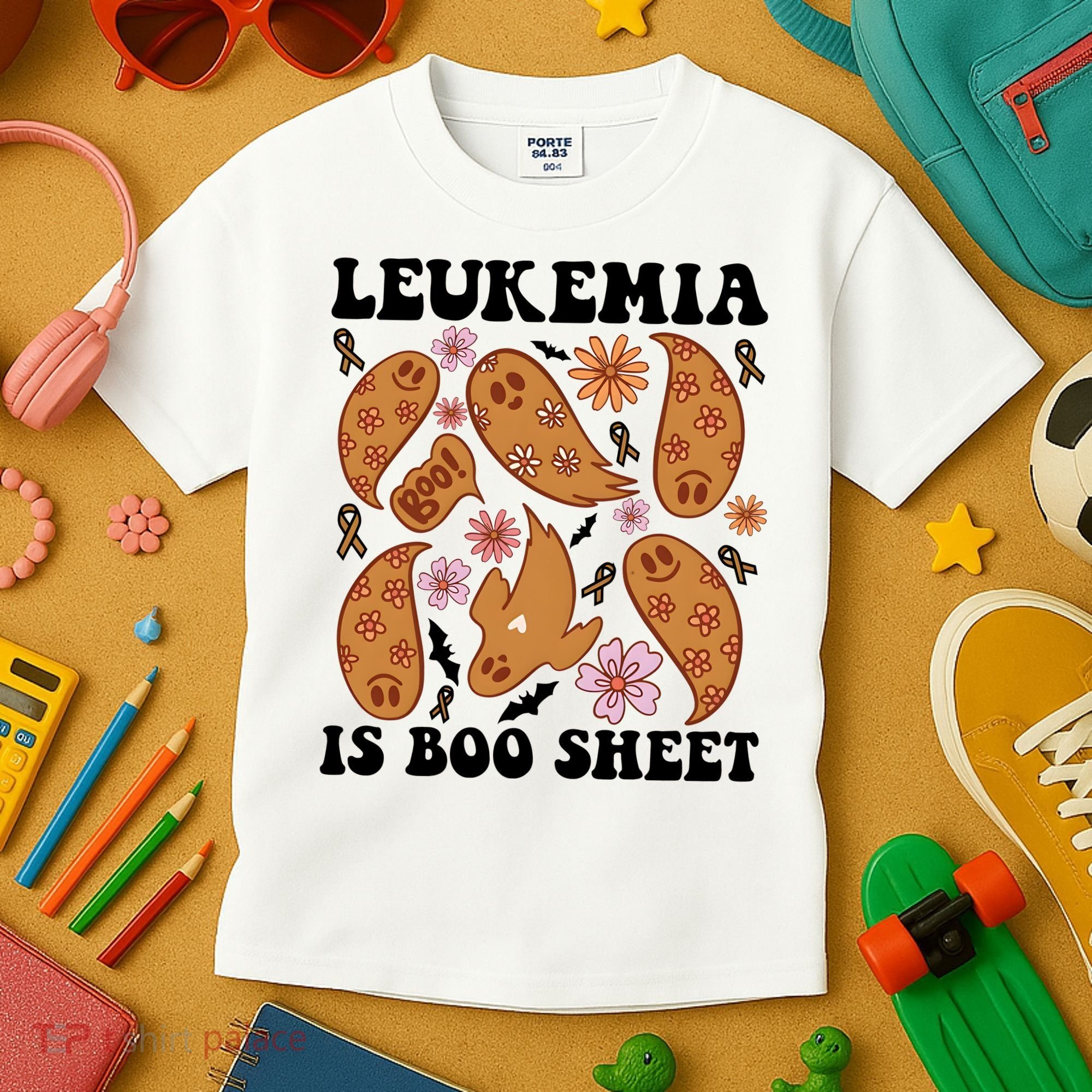 Leukemia Is Boo Sheet Leukemia Cancer Awareness Kids T-Shirt