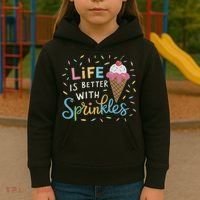 Life Is Better With Sprinkles Ice Cream Sweet Treats Kids Hoodie thumb 3