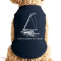 Life Is Better On A Boat Sailboat Sketch Cool Sailing Gifts Doggie Tank thumb 0