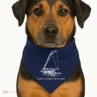 Life Is Better On A Boat Sailboat Sketch Cool Sailing Gifts USA-Made Doggie Bandana thumb 1