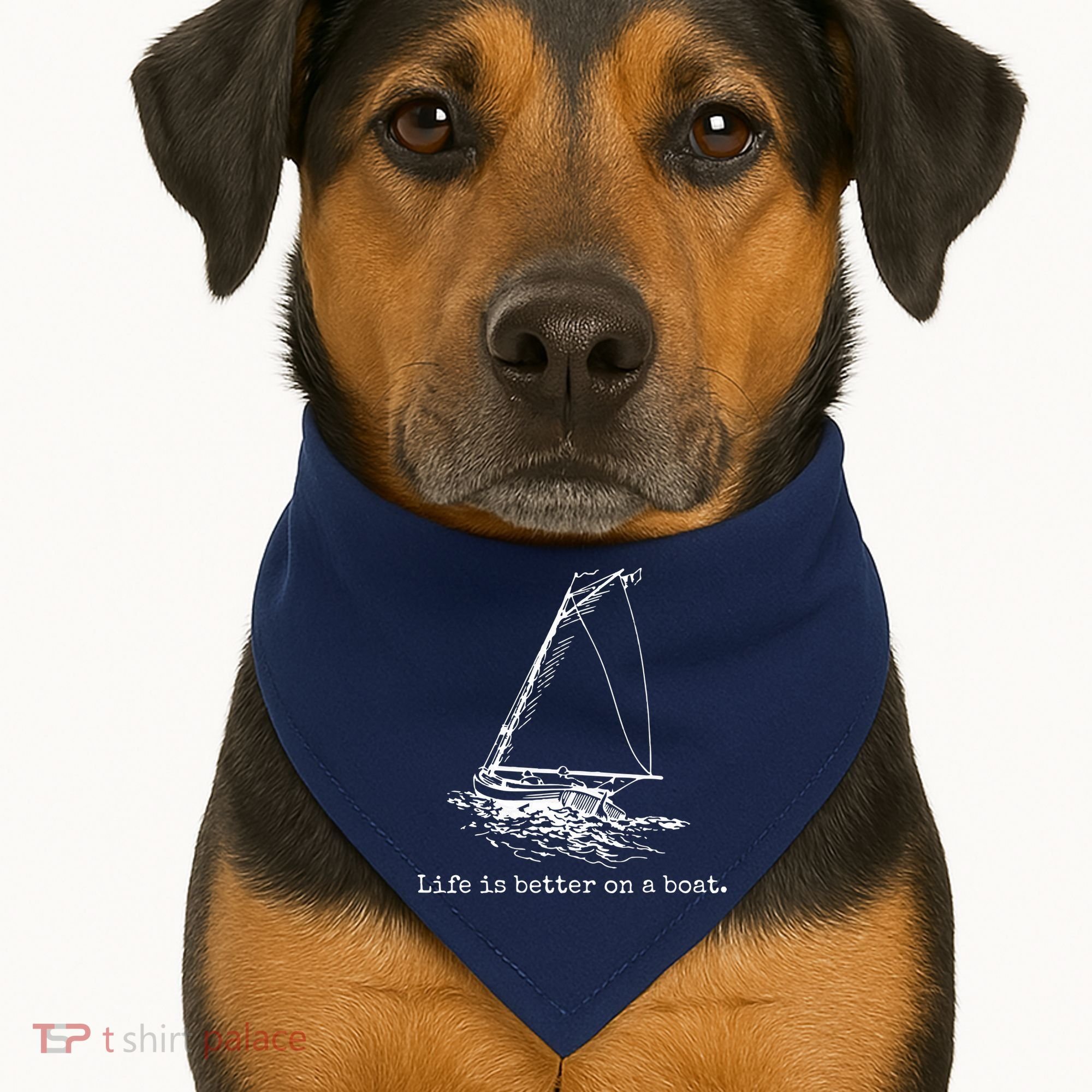 Life Is Better On A Boat Sailboat Sketch Cool Sailing Gifts USA-Made Doggie Bandana
