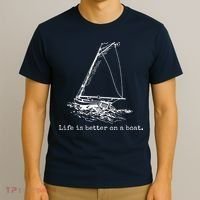 Life Is Better On A Boat Sailboat Sketch Cool Sailing Gifts T-Shirt thumb 3
