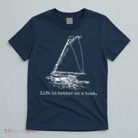 Life Is Better On A Boat Sailboat Sketch Cool Sailing Gifts T-Shirt thumb 5