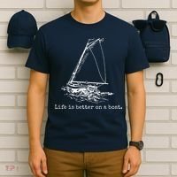 Life Is Better On A Boat Sailboat Sketch Cool Sailing Gifts T-Shirt thumb 6