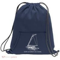 Life Is Better On A Boat Sailboat Sketch Cool Sailing Gifts Sweatshirt Cinch Pack Bag thumb 0