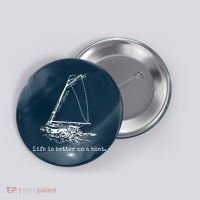 Life Is Better On A Boat Sailboat Sketch Cool Sailing Gifts Button thumb 0