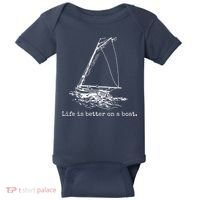 Life Is Better On A Boat Sailboat Sketch Cool Sailing Gifts Baby Bodysuit thumb 0