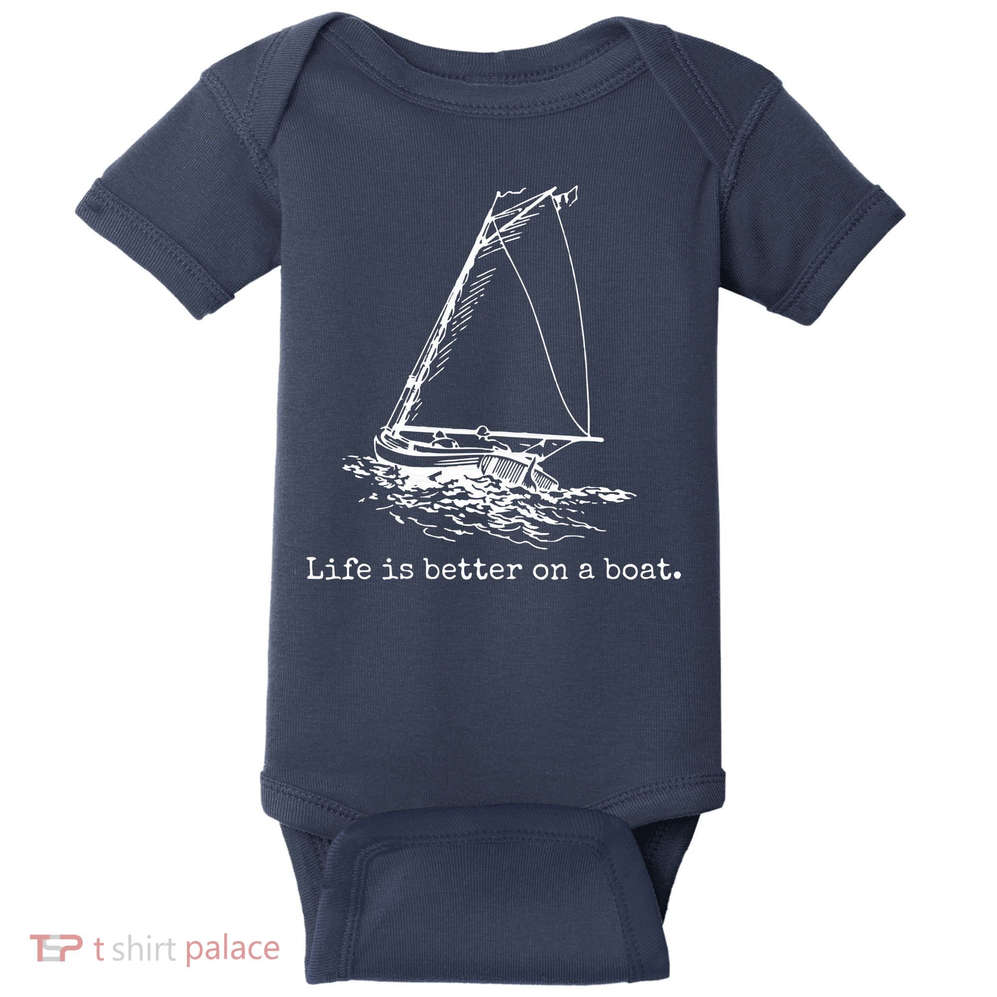 Life Is Better On A Boat Sailboat Sketch Cool Sailing Gifts Baby Bodysuit