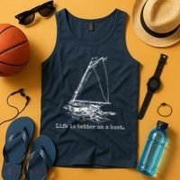 Life Is Better On A Boat Sailboat Sketch Cool Sailing Gifts Tank Top thumb 4