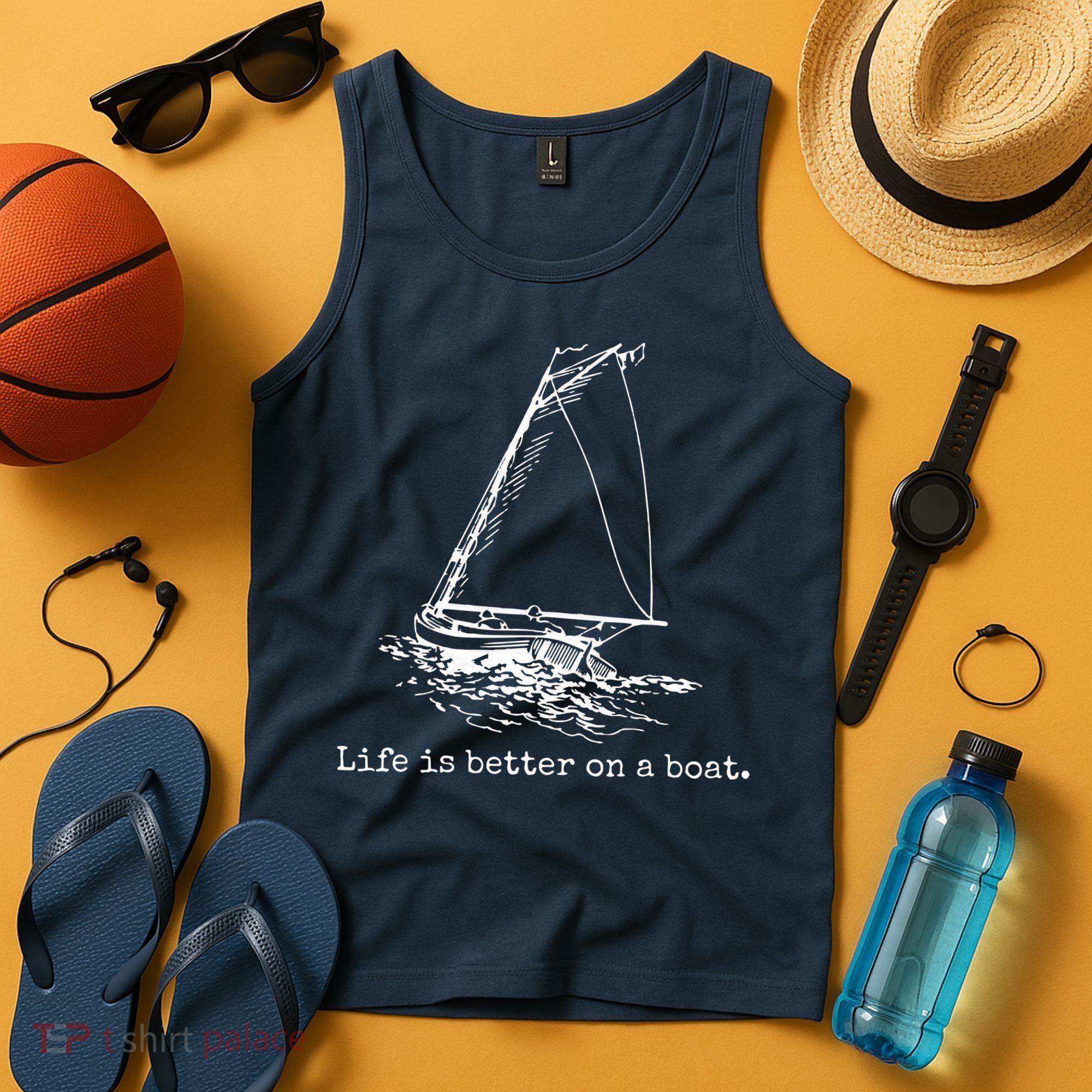 Life Is Better On A Boat Sailboat Sketch Cool Sailing Gifts Tank Top