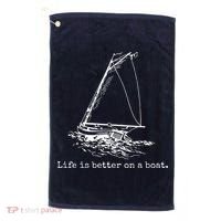 Life Is Better On A Boat Sailboat Sketch Cool Sailing Gifts Golf Towel thumb 0
