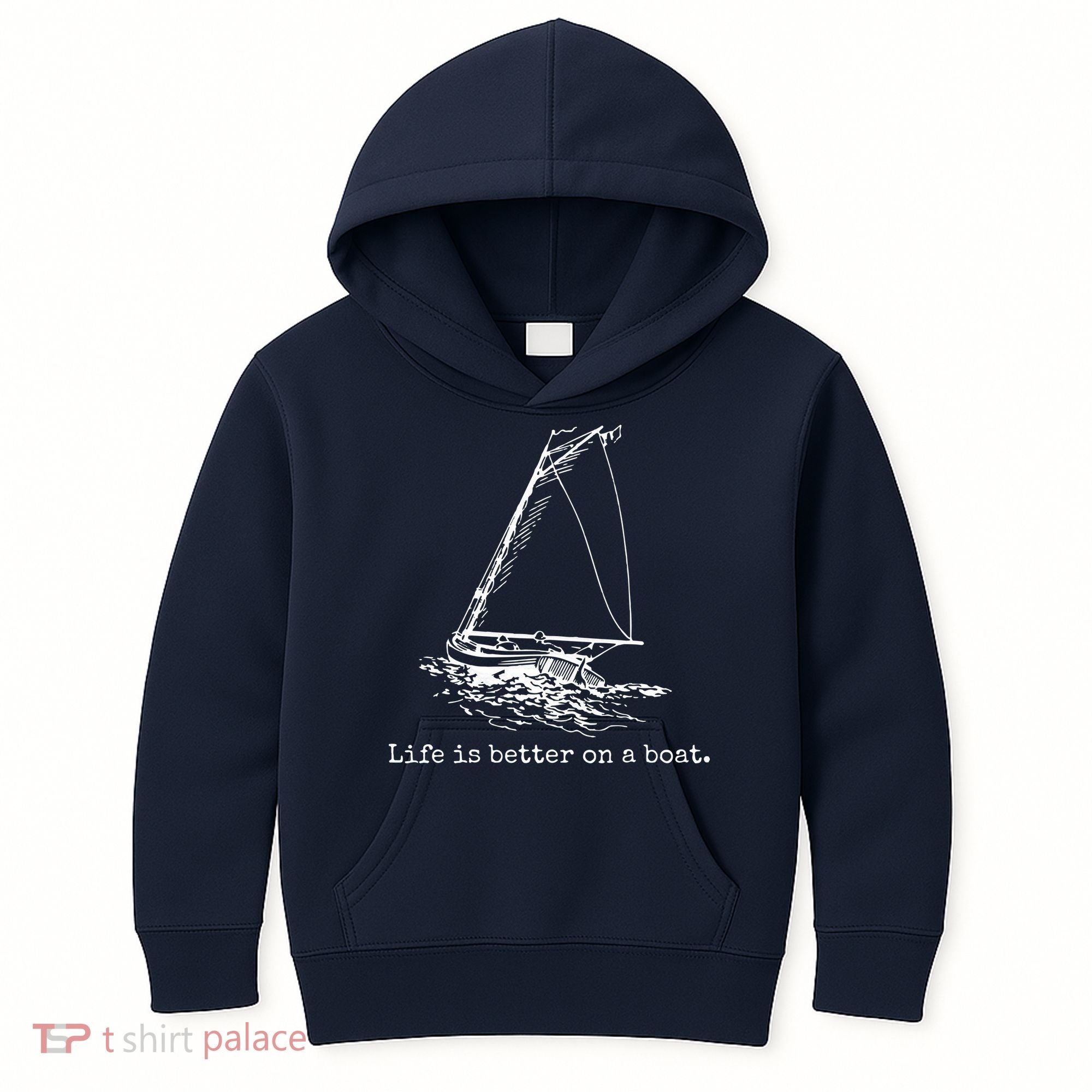 Life Is Better On A Boat Sailboat Sketch Cool Sailing Gifts Kids Hoodie
