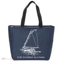 Life Is Better On A Boat Sailboat Sketch Cool Sailing Gifts Tote Bag thumb 0