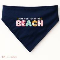 Life Is Better At The Beach Summer Tropical USA-Made Doggie Bandana thumb 0