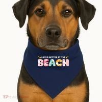 Life Is Better At The Beach Summer Tropical USA-Made Doggie Bandana thumb 1