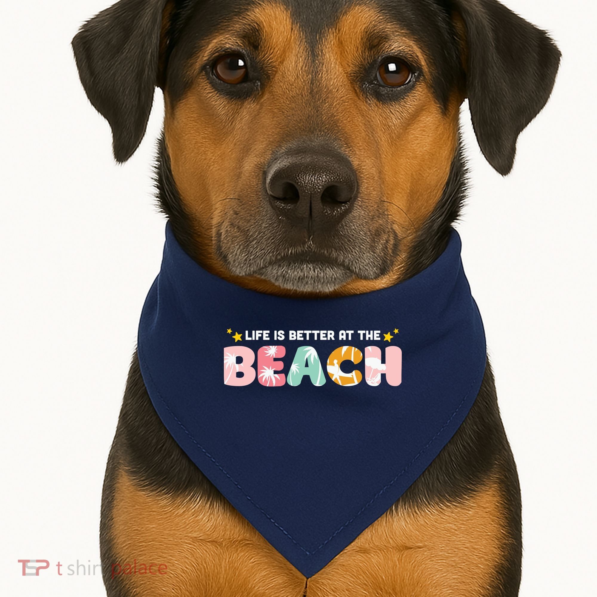 Life Is Better At The Beach Summer Tropical USA-Made Doggie Bandana