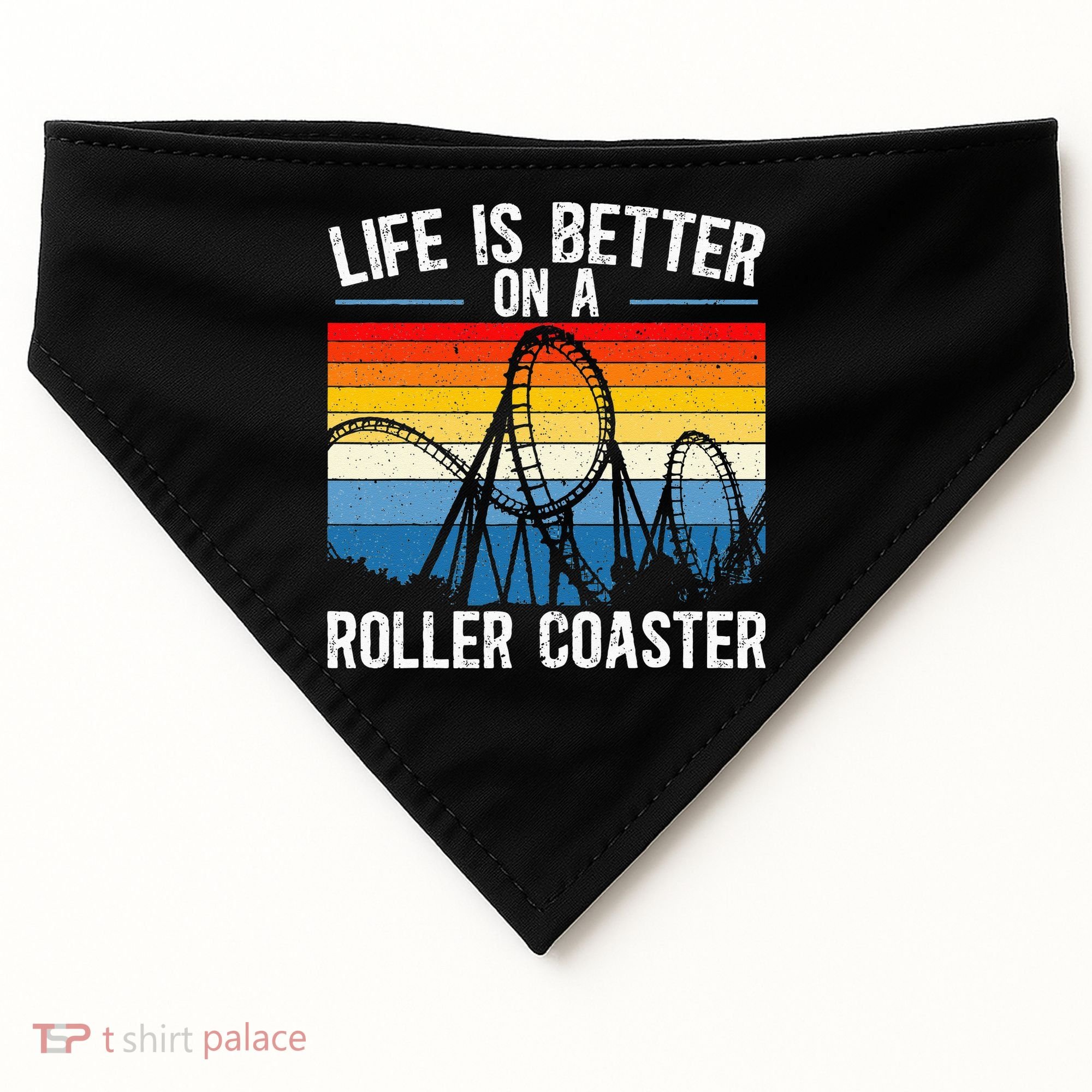 Life Is Better On A Roller Coaster Rollercoaster USA-Made Doggie Bandana