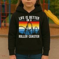 Life Is Better On A Roller Coaster Rollercoaster Kids Hoodie thumb 3