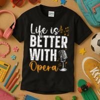 Life Is Better With Opera Music Voice Theater Opera Singer Kids T-Shirt thumb 3