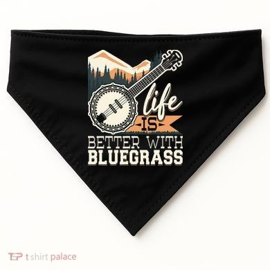 Life Is Better With Bluegrass Banjo Player Musician USA-Made Doggie Bandana