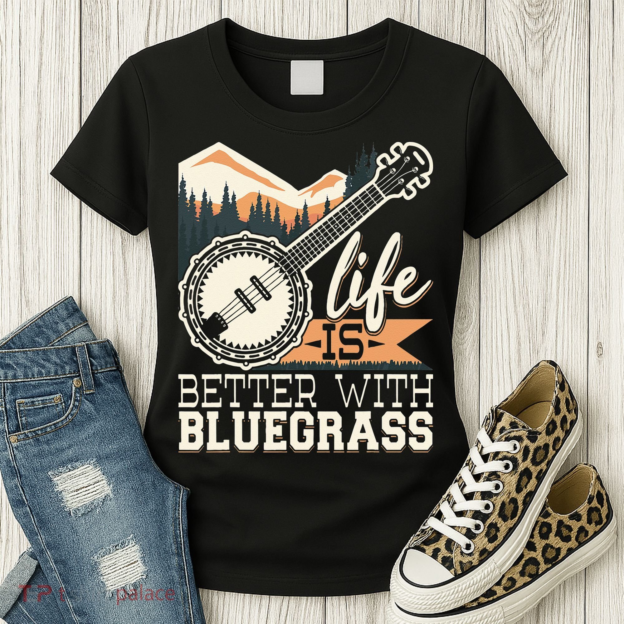 Life Is Better With Bluegrass Banjo Player Musician Women's T-Shirt