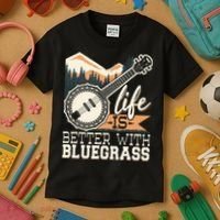 Life Is Better With Bluegrass Banjo Player Musician Kids T-Shirt thumb 3