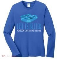 Life Is Better Pontoon Captain At The Lake Boat Meaningful Gift Women's Long Sleeve Shirt thumb 0