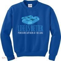 Life Is Better Pontoon Captain At The Lake Boat Meaningful Gift Kids Sweatshirt thumb 0