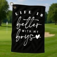 Life Is Better With My Boy Mom Boy Mama Mothers Day Golf Towel thumb 1