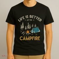 Life Is Better At The Campfire Funny Camper Camp Camping T-Shirt thumb 3