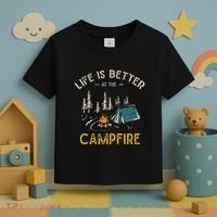 Life Is Better At The Campfire Funny Camper Camp Camping Toddler T-Shirt thumb 3