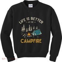 Life Is Better At The Campfire Funny Camper Camp Camping Kids Sweatshirt thumb 0