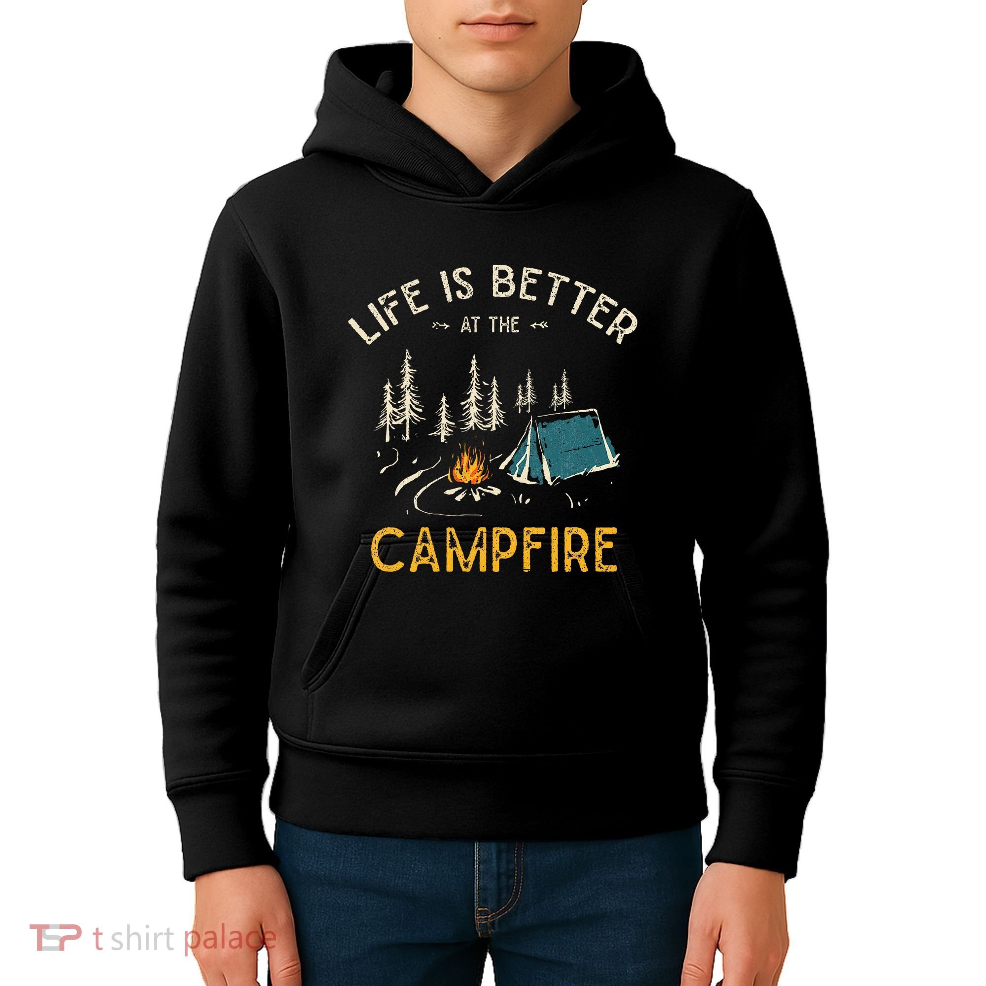 Life Is Better At The Campfire Funny Camper Camp Camping Kids Hoodie