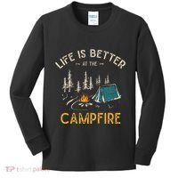 Life Is Better At The Campfire Funny Camper Camp Camping Kids Long Sleeve Shirt thumb 0