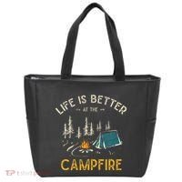 Life Is Better At The Campfire Funny Camper Camp Camping Tote Bag thumb 0