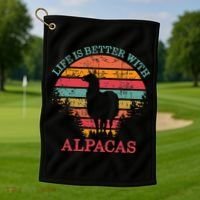 Life Is Better With Alpacas Gift For Alpaca Moms Golf Towel thumb 1
