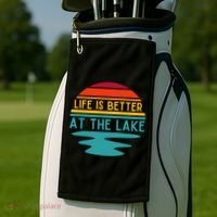 Life Is Better At The Lake Life Bum Lake Lover Pontoon Gift Golf Towel thumb 2