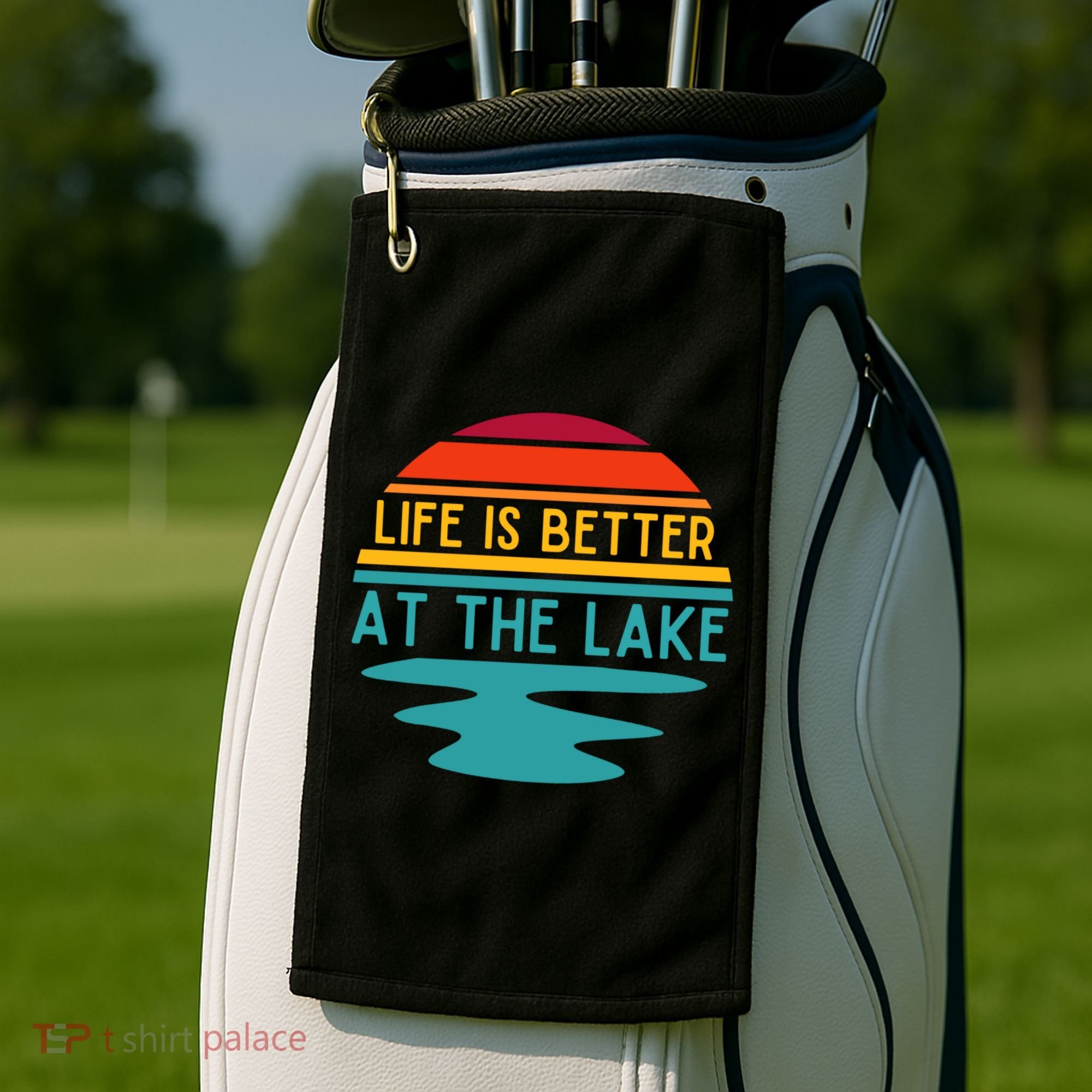 Life Is Better At The Lake Life Bum Lake Lover Pontoon Gift Golf Towel