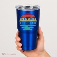 Life Is Better At The Lake Life Bum Lake Lover Pontoon Gift Tumbler thumb 2