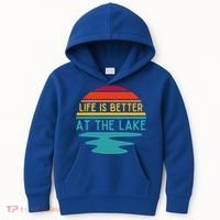 Life Is Better At The Lake Life Bum Lake Lover Pontoon Gift Kids Hoodie thumb 0