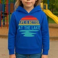 Life Is Better At The Lake Life Bum Lake Lover Pontoon Gift Kids Hoodie thumb 3