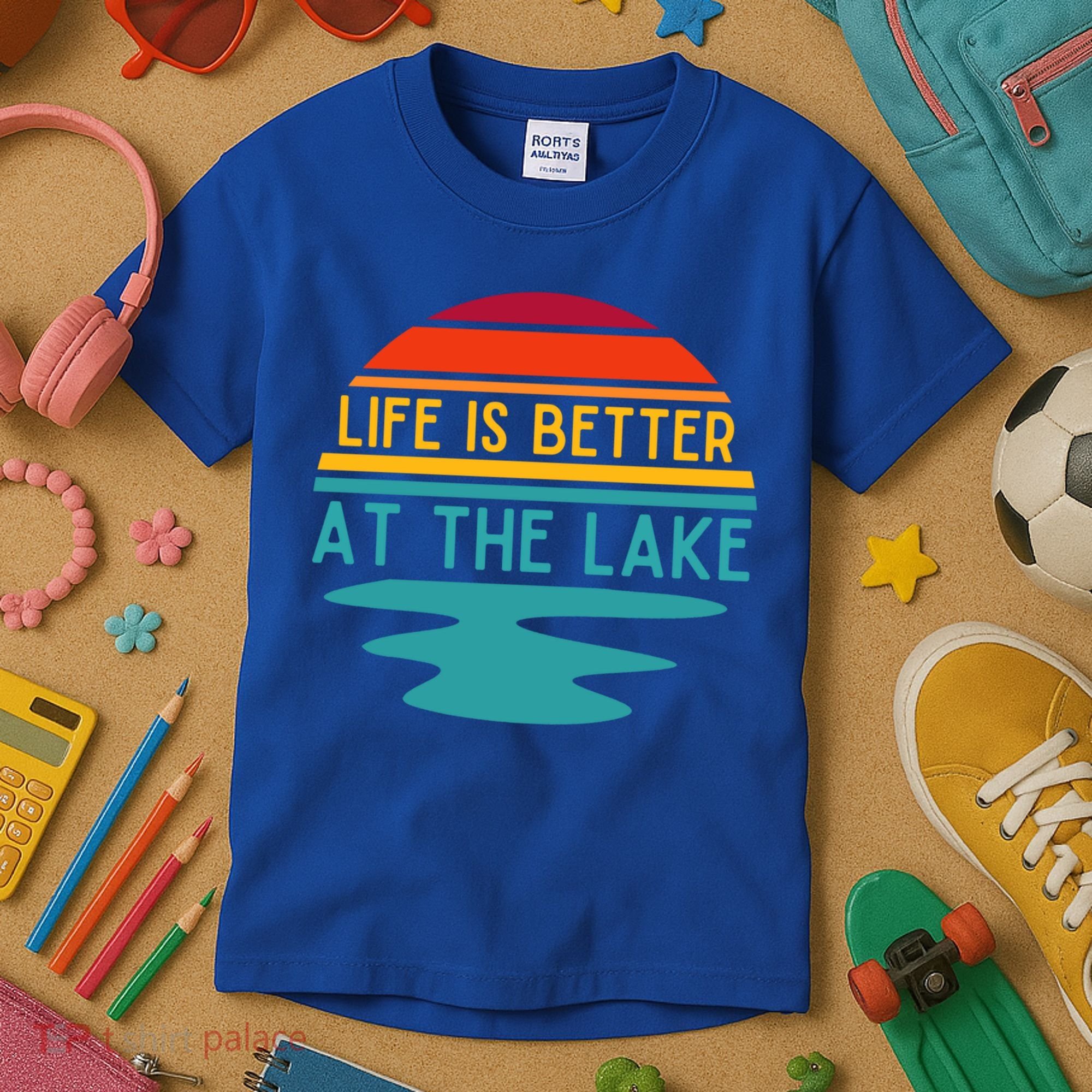 Life Is Better At The Lake Life Bum Lake Lover Pontoon Gift Kids T-Shirt