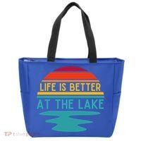 Life Is Better At The Lake Life Bum Lake Lover Pontoon Gift Tote Bag thumb 0