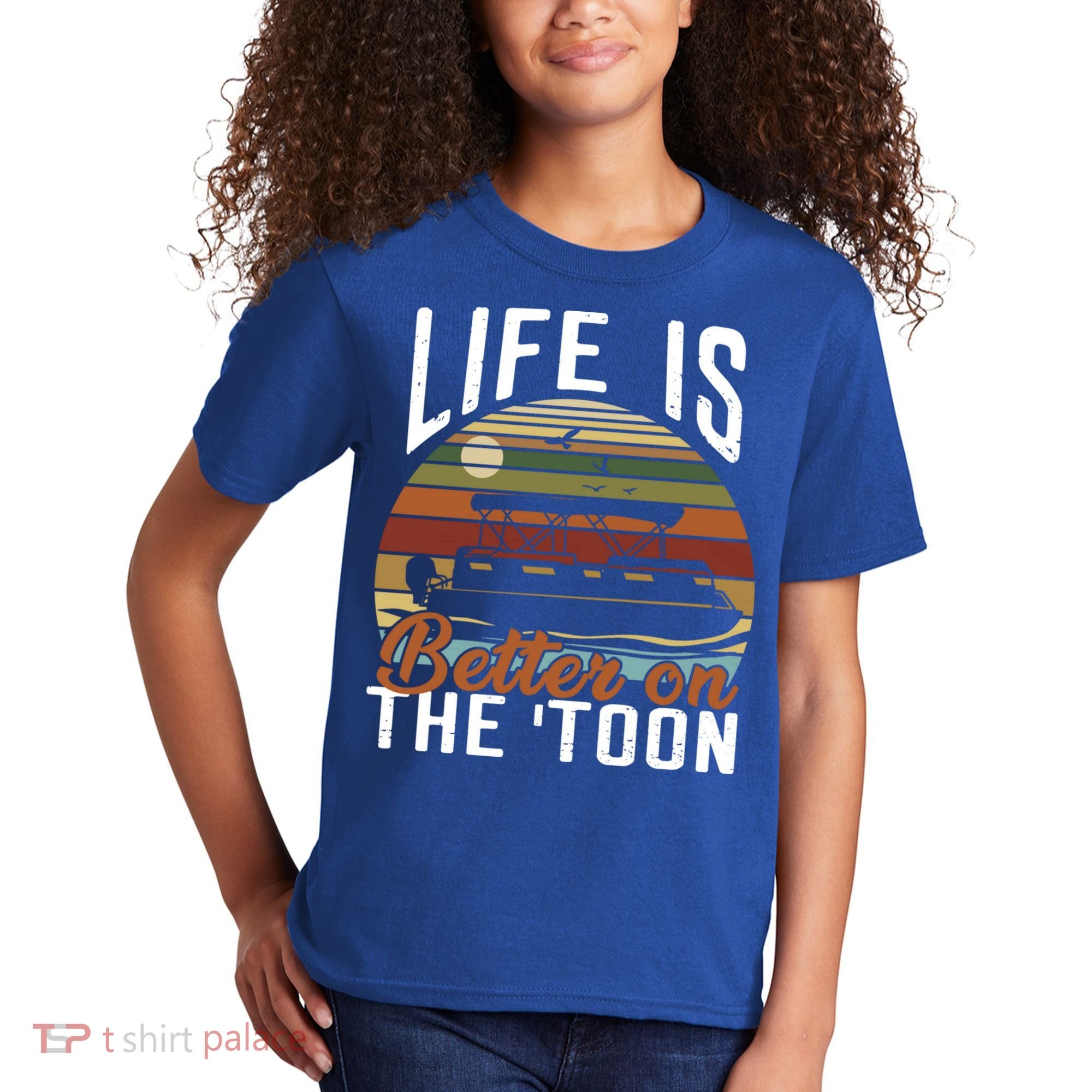 Life Is Better On The Toon Pontoon Boat Boating Fathers Day Meaningful Gift Kids T-Shirt