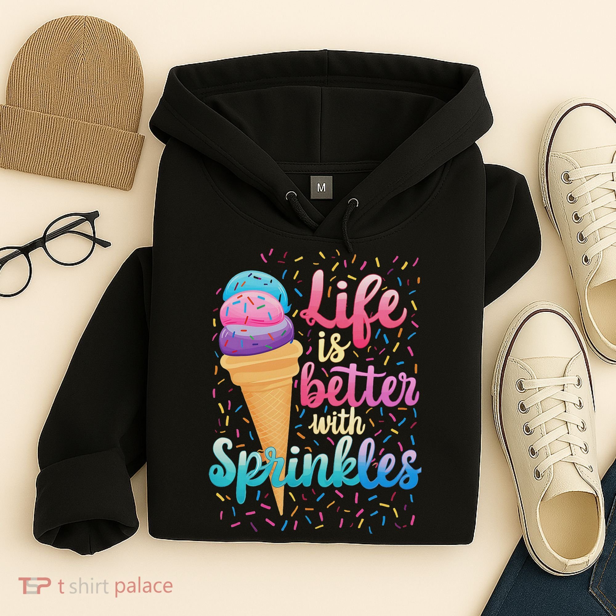 Life Is Better With Sprinkles Cute Sweet Ice Cream Summer Hoodie