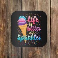 Life Is Better With Sprinkles Cute Sweet Ice Cream Summer Coaster thumb 0