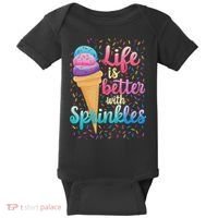 Life Is Better With Sprinkles Cute Sweet Ice Cream Summer Baby Bodysuit thumb 0