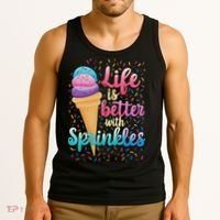 Life Is Better With Sprinkles Cute Sweet Ice Cream Summer Tank Top thumb 3