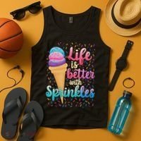 Life Is Better With Sprinkles Cute Sweet Ice Cream Summer Tank Top thumb 4