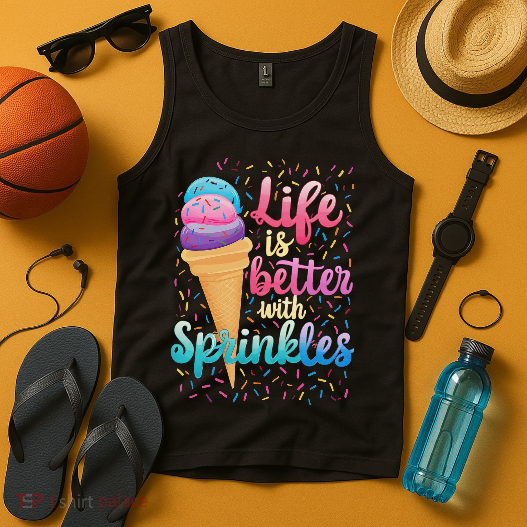 Life Is Better With Sprinkles Cute Sweet Ice Cream Summer Tank Top